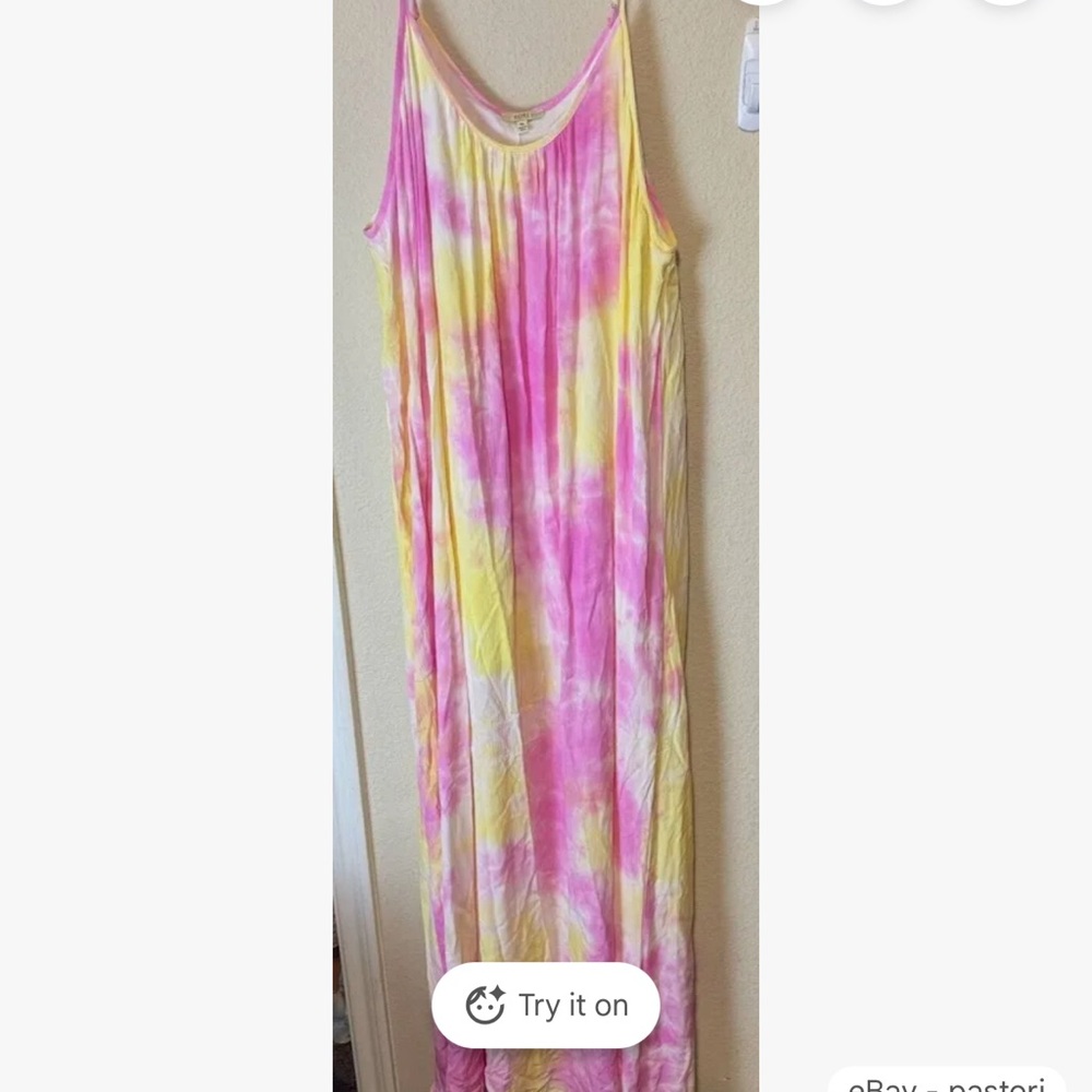 Boho Pink and Yellow Tie-Dye Maxi Dress - Picture 5 of 8